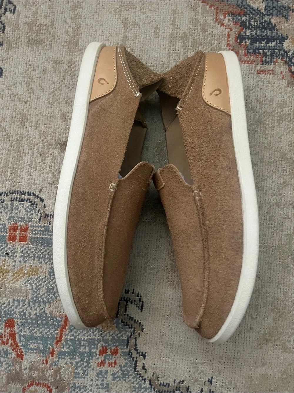 OluKai Nalukai Kala Men's 10.5 Tan Suede Leather Slip On Loafers Drop-In Heel